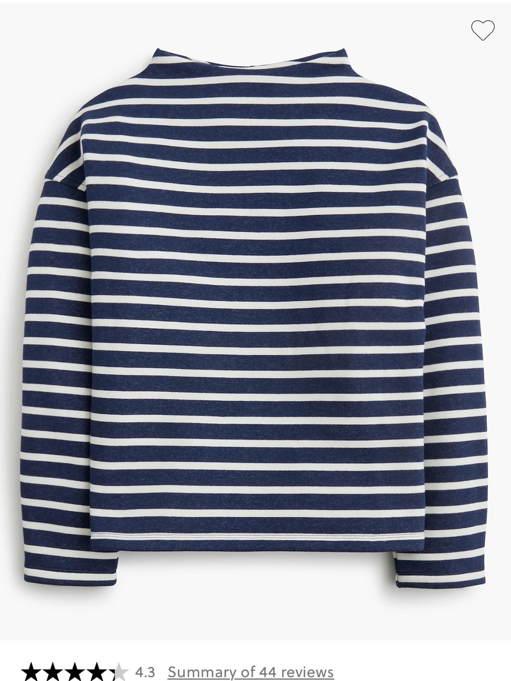 J Crew Factory Striped Fleece Mockneck Sweatshirt Size Small